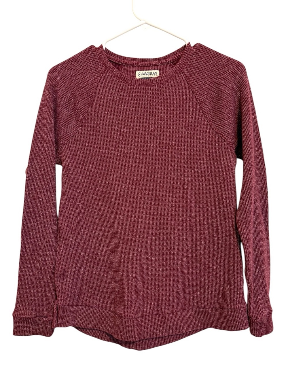2/$30 Magellan Outdoors Waffle Knit Long Sleeve Top Burgundy Size Small